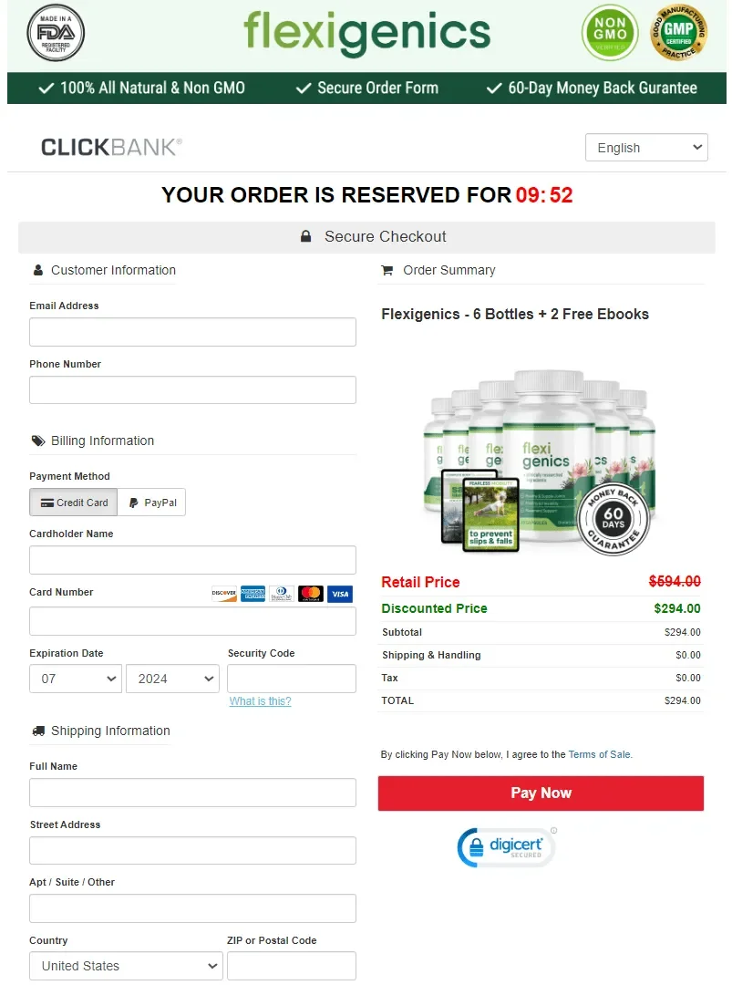 Flexigenics Secure Order Form